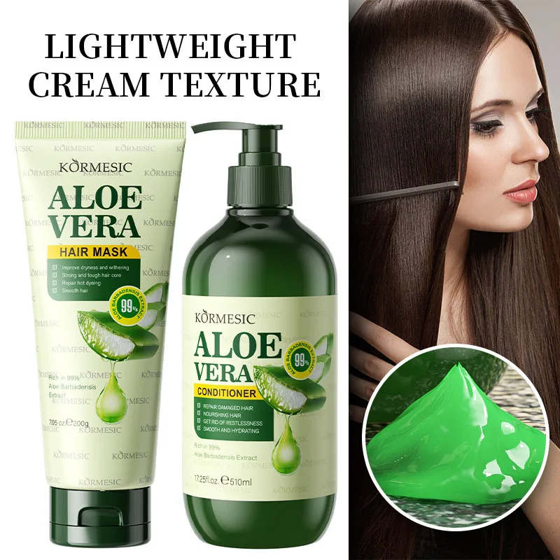 

KORMESIC Алоэ Вера Набор для ухода за волосами Кондиционер Маска для волос Веганский ремонт Гладкие питательные наборы Уход за волосами
