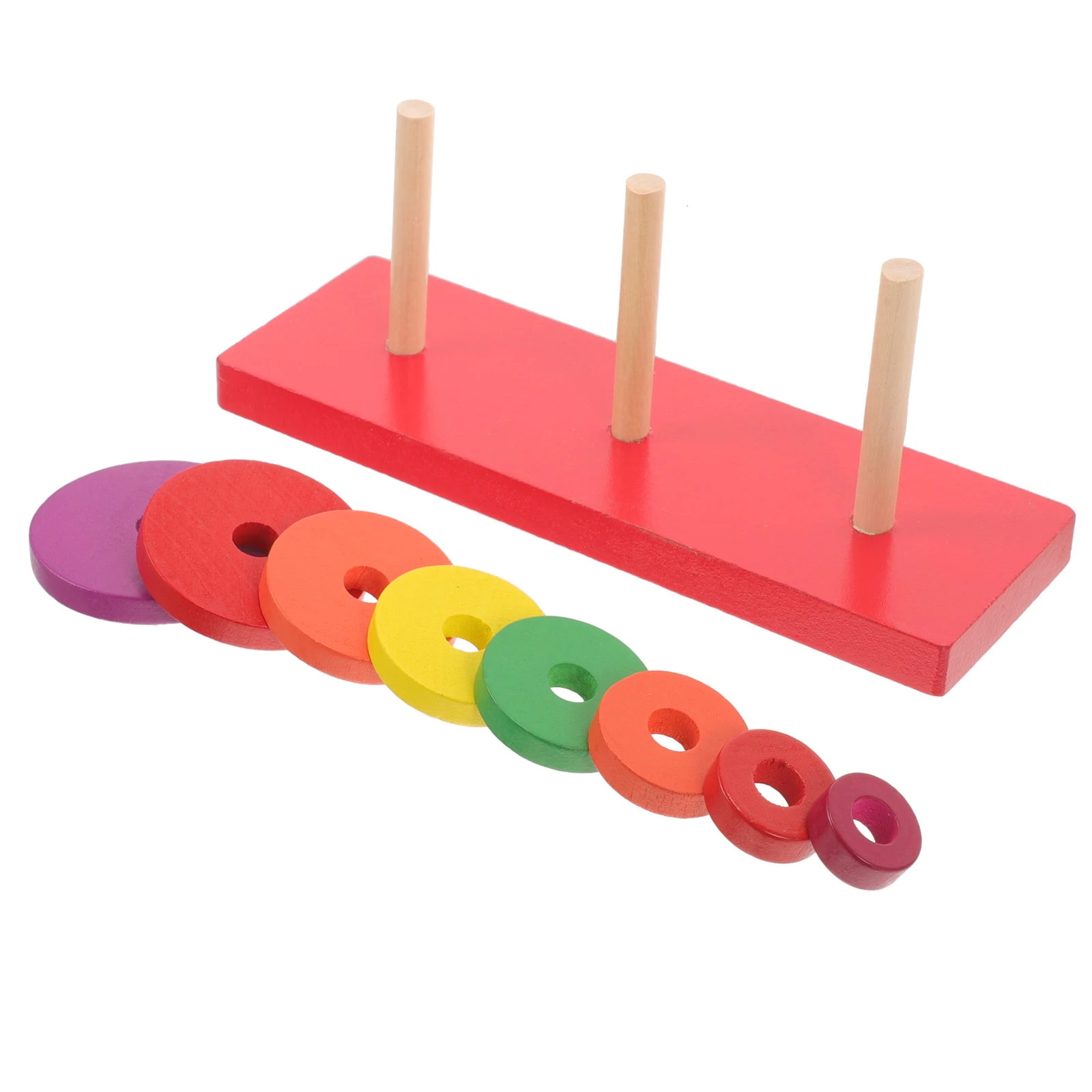 1 set 1 Set Wooden Hanota Stacking Game Colorful Ring Tower For Kids Educational Developmental Stacking Tower