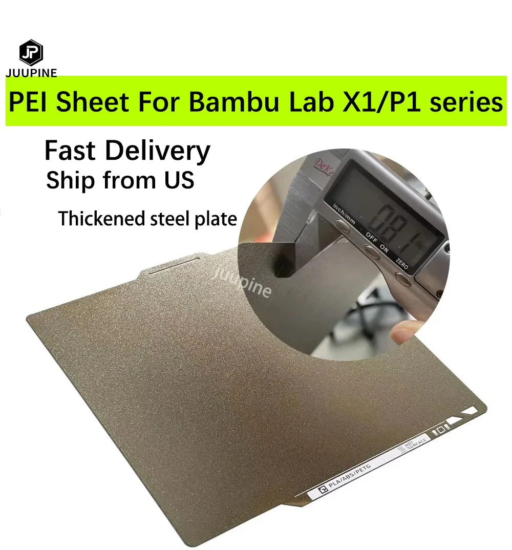 

Для Bambu Lab Build Plate P1S P1P X1c Пластина 256x256 0,8 мм Утолщенная текстурированная золотая Bambulab X1 Carbon с QR-кодом
