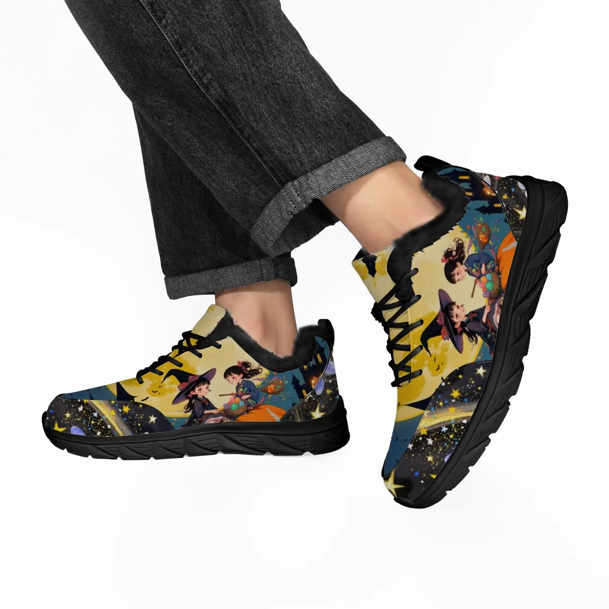 الوالدين والطفل تصميم تحت عنوان الهالوين لكل من الرجال النساء اليقطين الجمجمة الرعب القلعة نمط الدانتيل متابعة شقة منخفضة أعلى أحذية رياضية #2