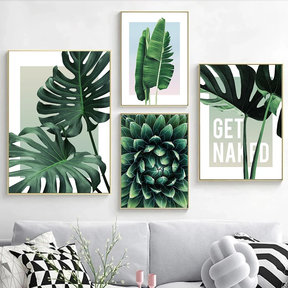 Arte de pared de estética minimalista nórdica, Cactus, Agave, planta HD, óleo sobre lienzo, póster impreso, decoración del hogar, sala de estar, dormitorio, regalo