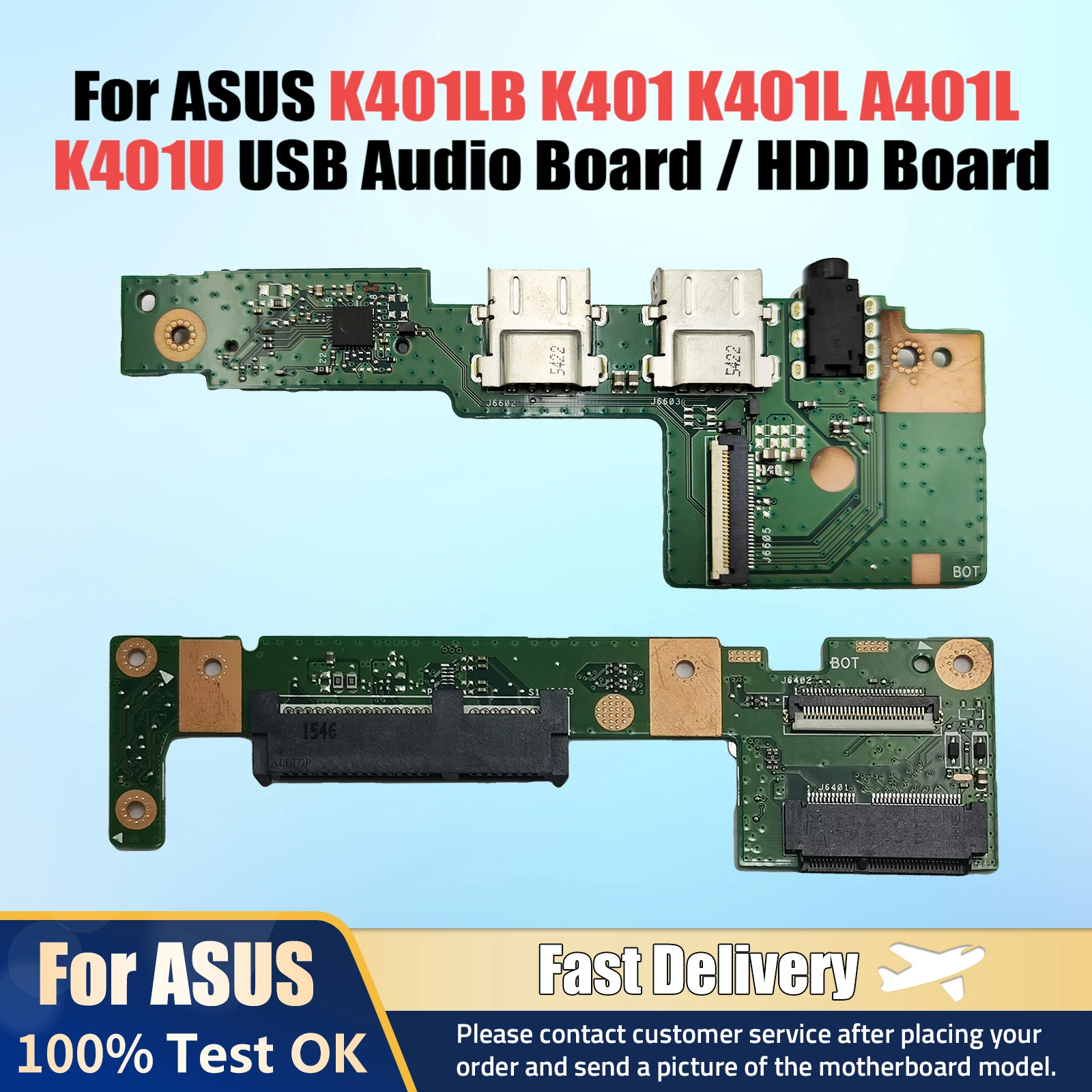 

K401LB IO Board REV 2.0 For ASUS K401LB K401 K401L A401L K401U USB Audio board and HDD Boards 100% OK