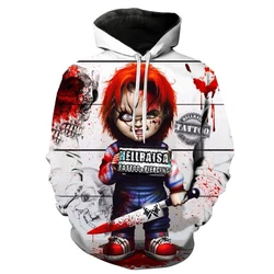 Chucky-sudaderas con capucha de película de terror para hombres y mujeres, sudaderas con estampado 3D, jersey de manga larga, ropa de calle, Tops, 2023