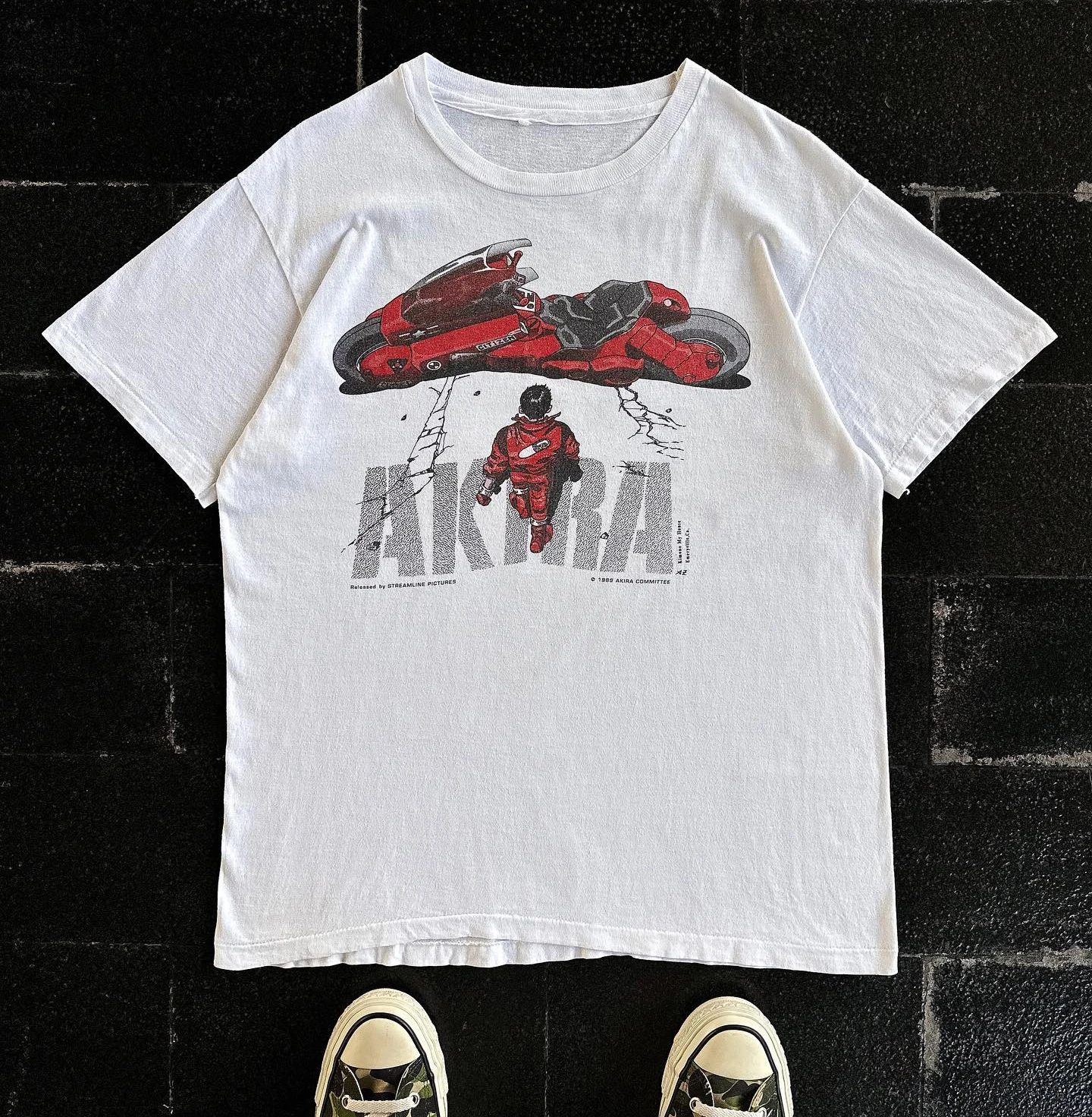 Red Motorcycle Retro Couple T-Shirts Short Sleeve Cotton Polyester Blend round Neck Summer Wear Casual Studio Wang Special