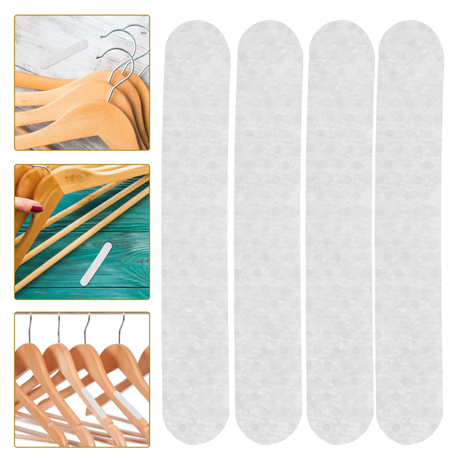 

100Pcs Non-Slip Hanger Strips Silicone Adhesive Clothes Hanger Grips for Wood Plastic Hangers Closet Accessories
