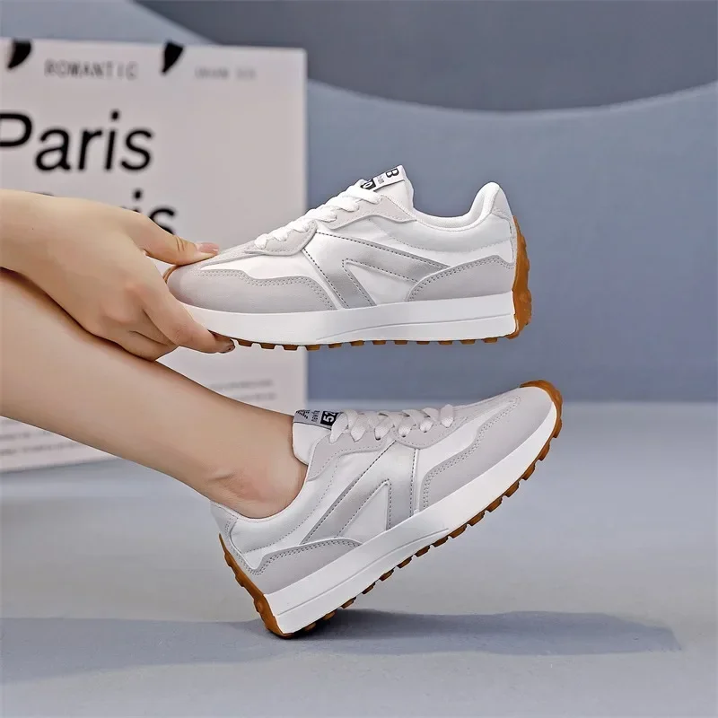 2024 Women\'s Spring New Fashion Colorblock Designer Sneakers PU Leather Outdoor Casual Walking Shopping Ladies Flat Shoes