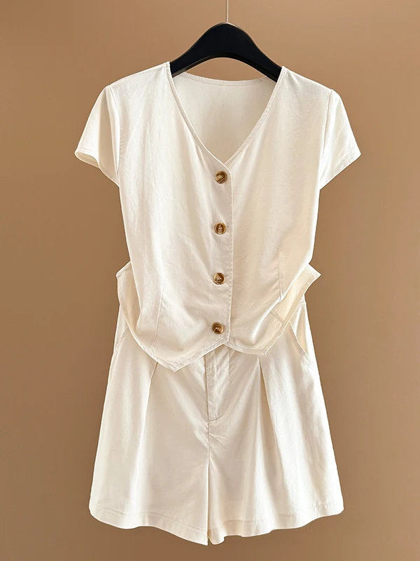 

Fashionable Casual Short Sleeve Two-Piece Set Women's High-End Slimming Open Cardigan Short Top Shorts Set Summer 2026