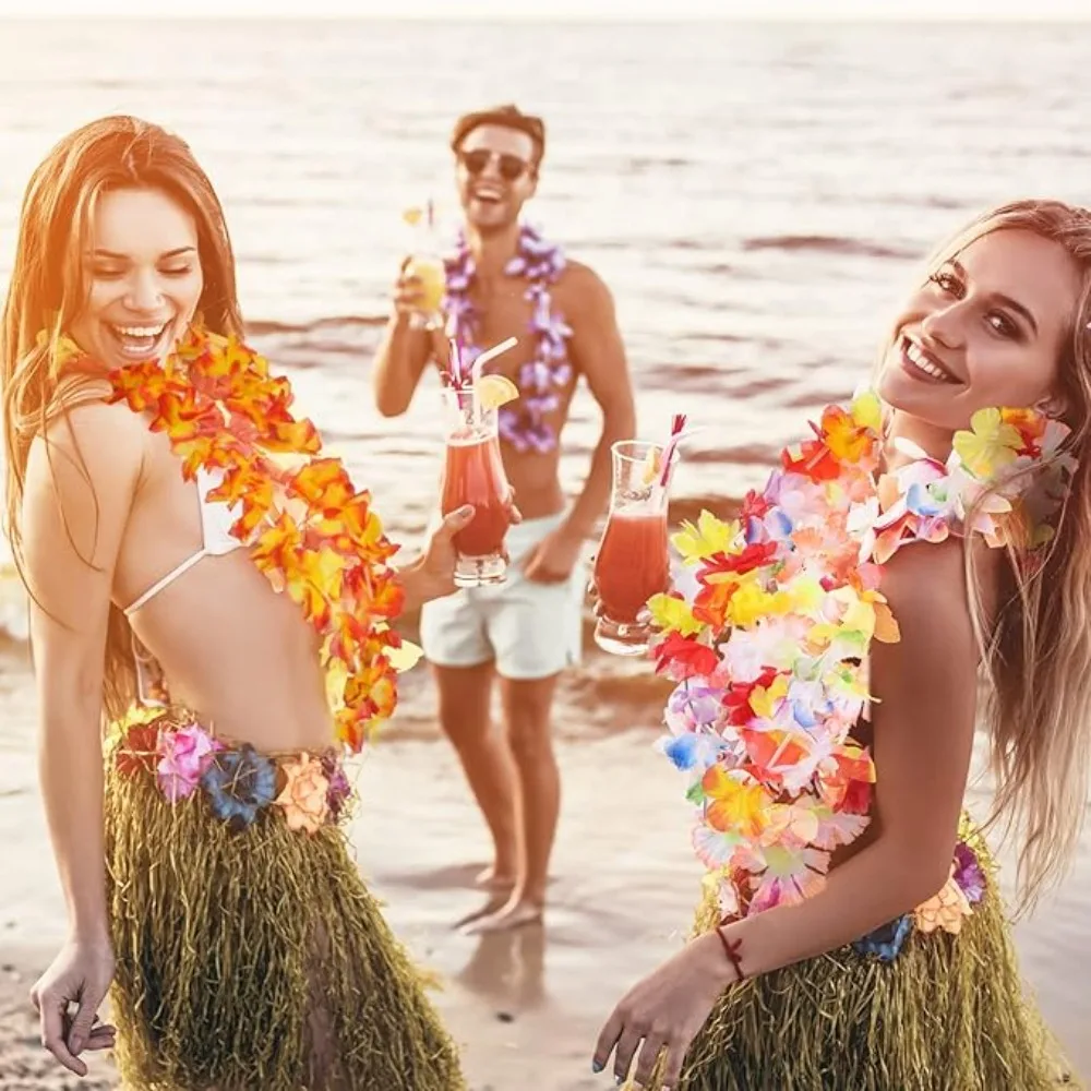 1-120 Stück Hawaiianischer Künstlicher Blumenkranz Halskette Leis Blumenkranz Partyzubehör Dekorationen für Strandhochzeit Geburtstag – Detail 1