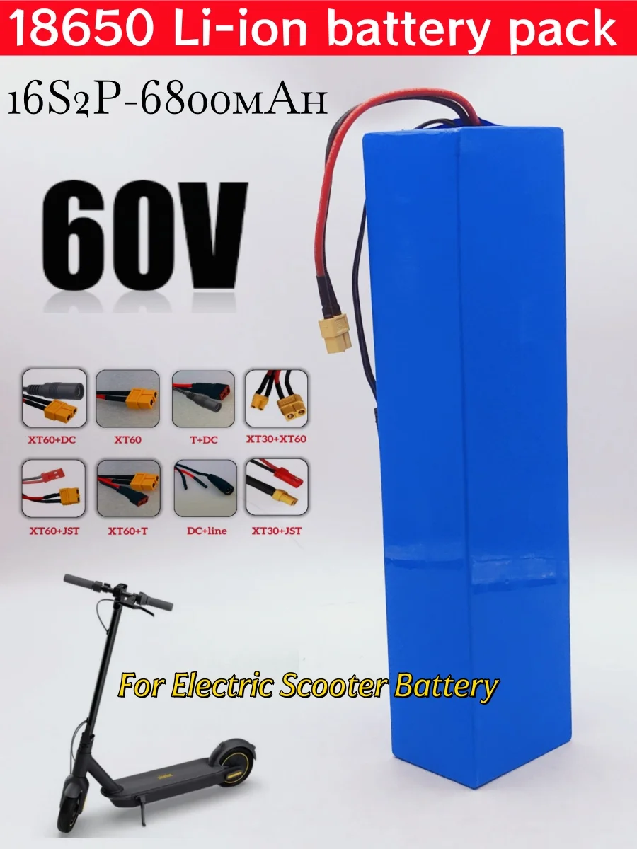 

High Power 18650 Lithium-ion Battery 16S2P 60V 6800mah Rechargeable Battery Pack BMS Electric Scooter