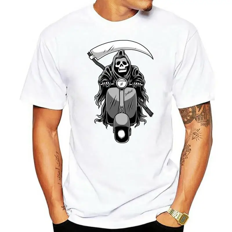 Death Scooter Scooterist Reaper Skeleton Motorcycle Riding T-Shirt Summer O-Neck Tops Tee Shirt