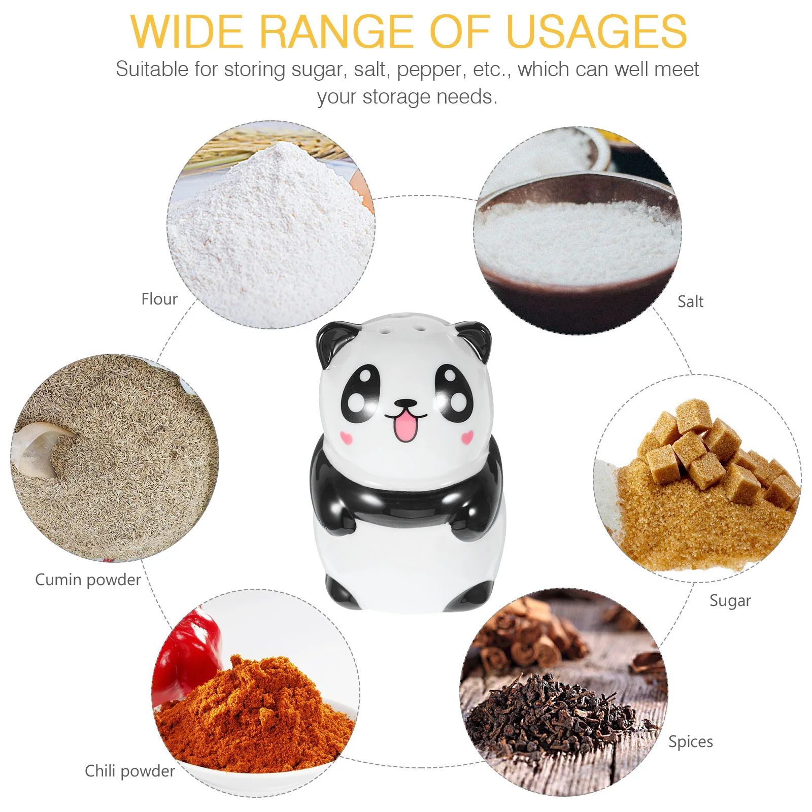 

Ceramic Kitchen Spice Jar Cartoon Panda Design Salt Pepper Storage Container Leak-Resistant Condiment Bottle for Home Use