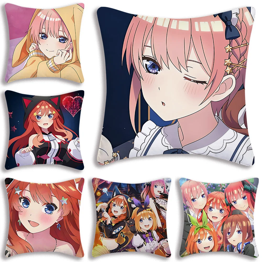 Quintuplets Nakano Ichika Miku Pillow Covers Cartoon Sofa Decorative Home Double-sided Printing Short Plush Cute Cushion Cover