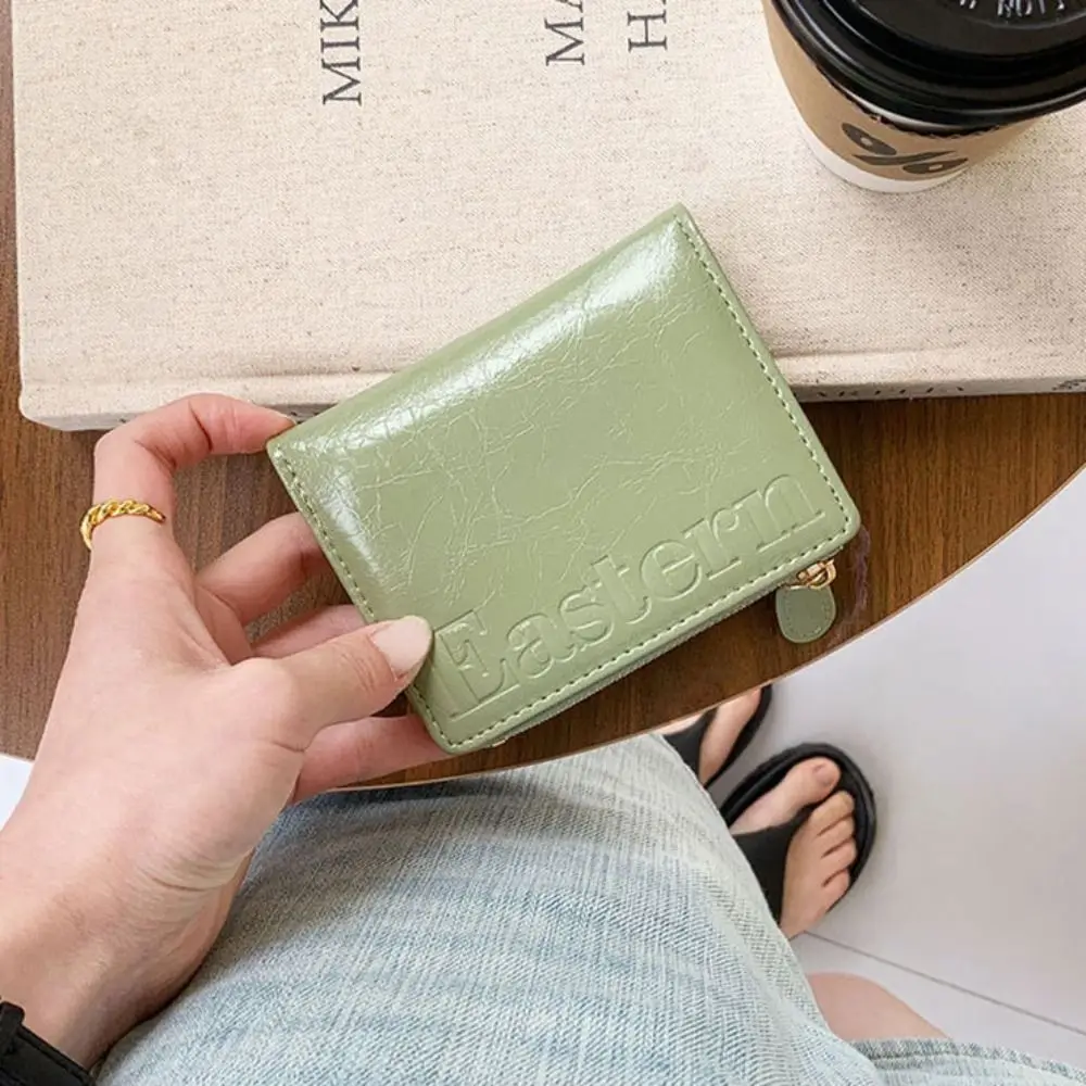 بسيطة الكورية نمط Bifold محفظة قصيرة رقيقة جدا محفظة بولي Leather حامل بطاقة جلدية متعددة فتحة قصيرة مخلب للطي حافظة للبطاقات السفر #2