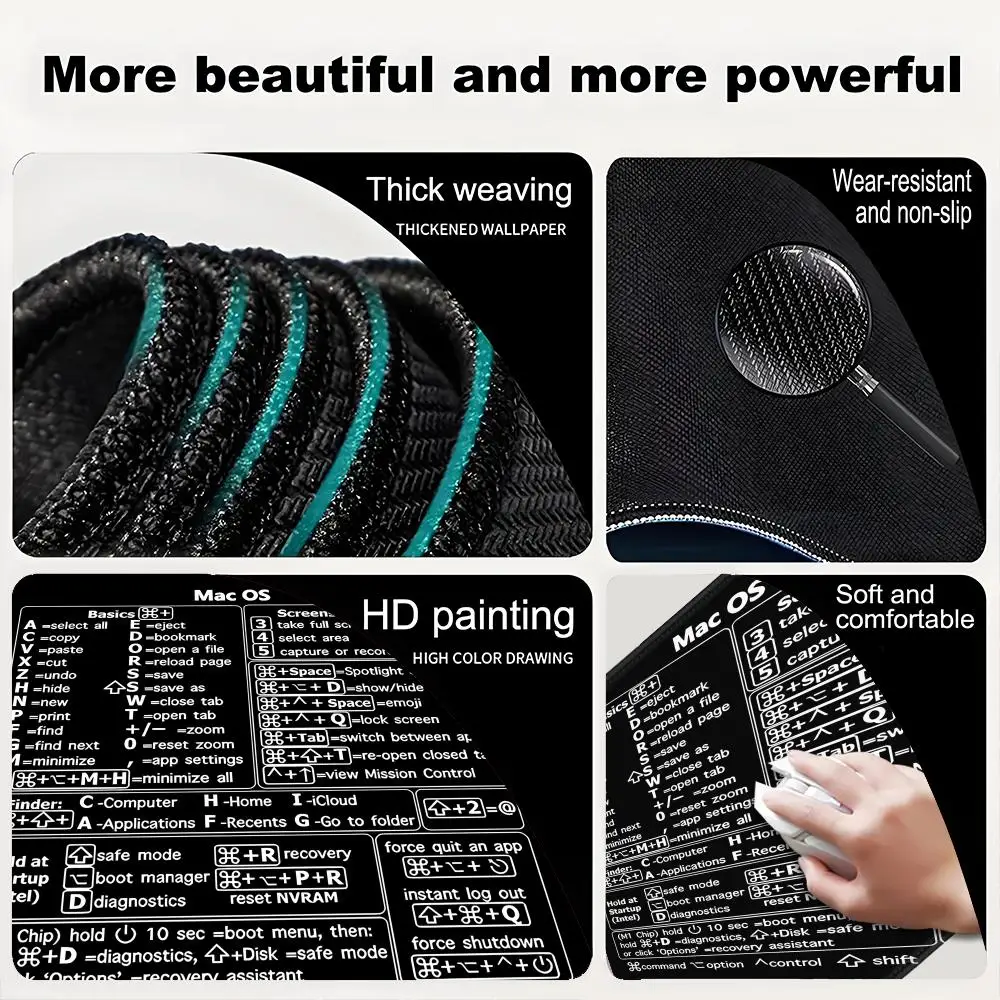 Windows and Mac OS Shortcut Key Design Small Square Rubber Base Non-slip Stitched Edge Mouse Pad for Office Computer Laptop Pads view 5