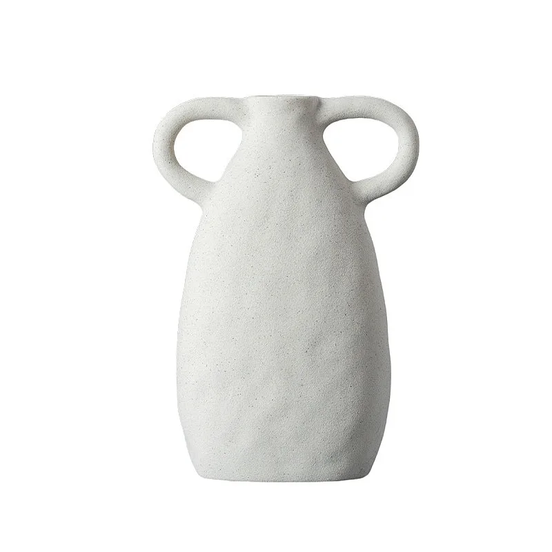 Unique Irregular Shape Ceramic Hydroponic Vase, Bisque Finish Floral Arrangement Art Decor for Home