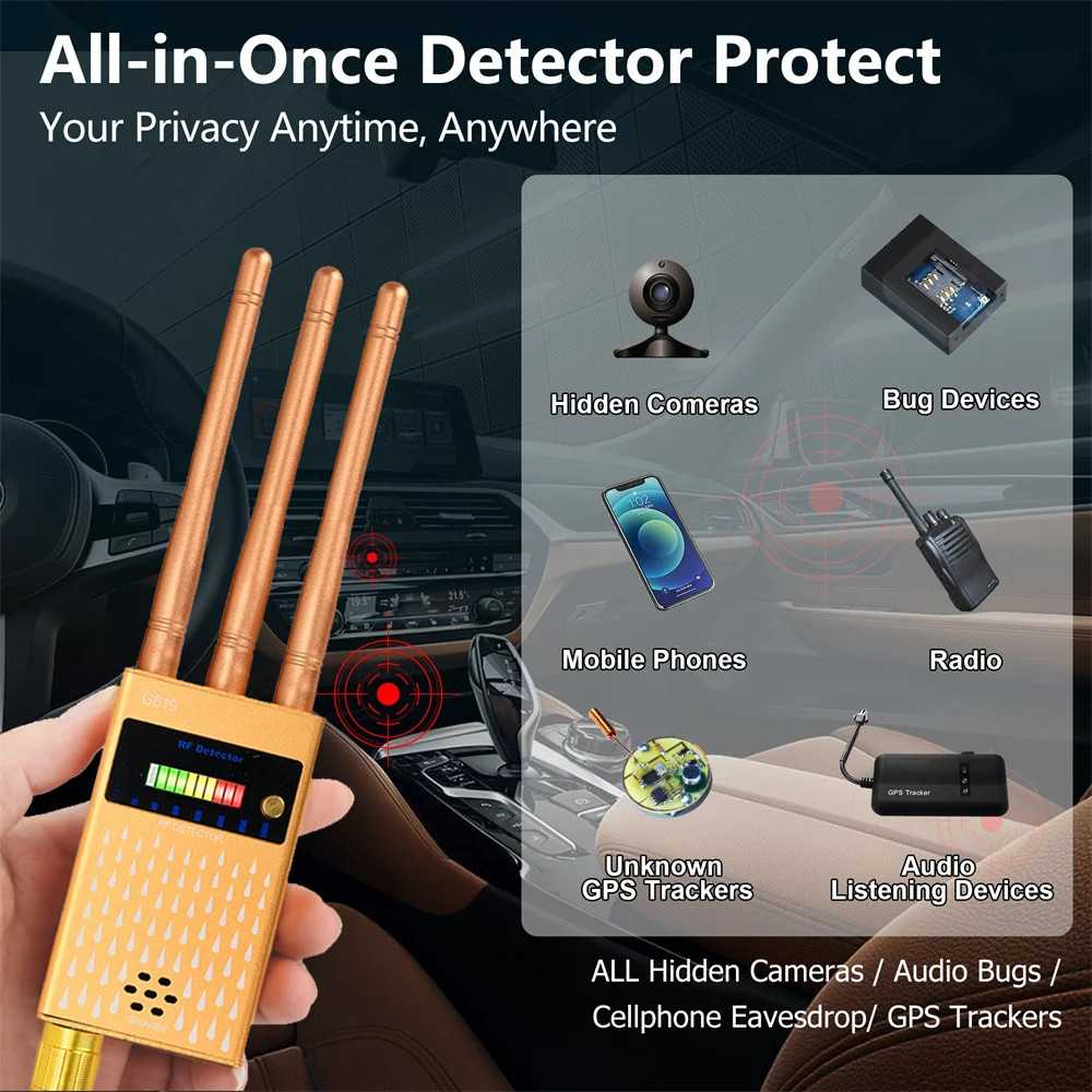 G618 GPS Tracker Anti Spy Detect Bug G618W Wireless Hidden Camera Signal Detector GSM Device Professional RF Signal Scanner G619