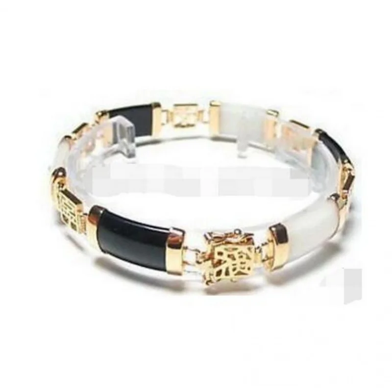Fashion jewelry   Black White JADE stone Bracelet