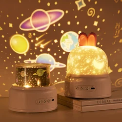 Cute Rabbit Projector Night Light for Kids Ocean Projection Sleep Lamp For Baby Christmas Gifts Room Decor