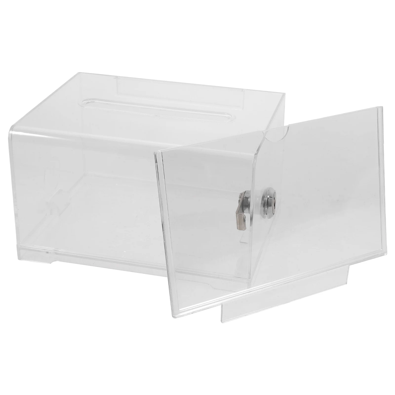 

Acrylic Donation Boxes Clear Ballot Box with Lock for Charity Suggestion Letter Post Container Voting Storage Box