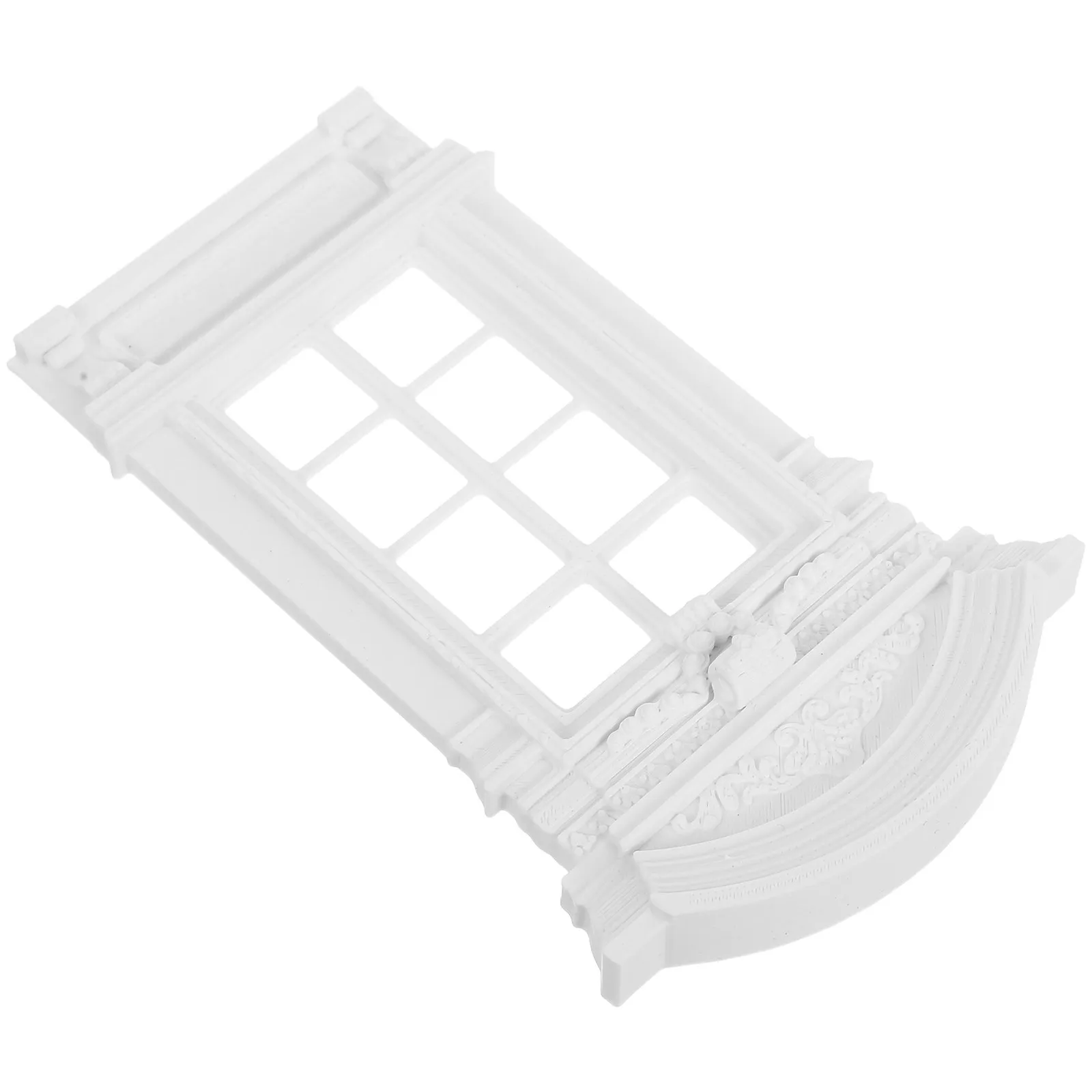 

Miniature European Style Window Frame for Dollhouse Decor DIY Craft Plastic Roman Column Design Home Upgrade Parts