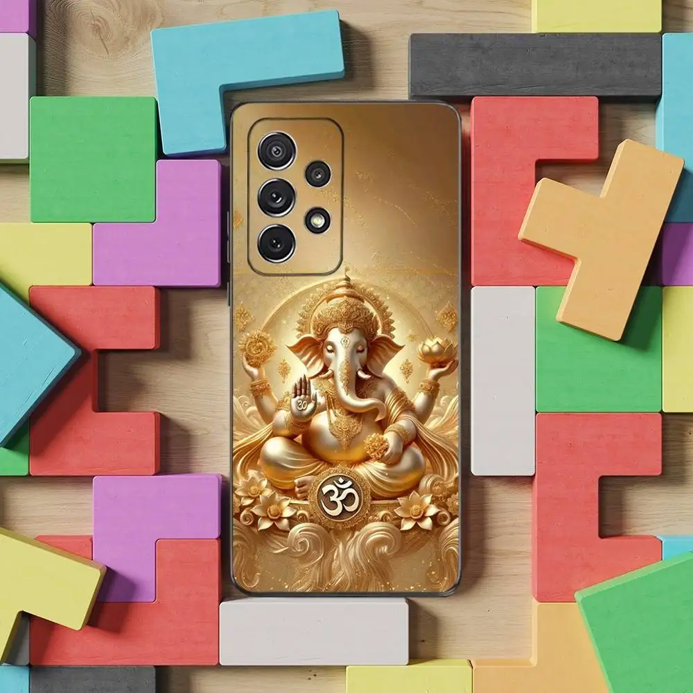 Ganesh elefante deus índia capa de telefone para samsung s25, s24, s23, s22, s21, s20, s10, ultra, plus, lite, fe, capa preta de silicone macio