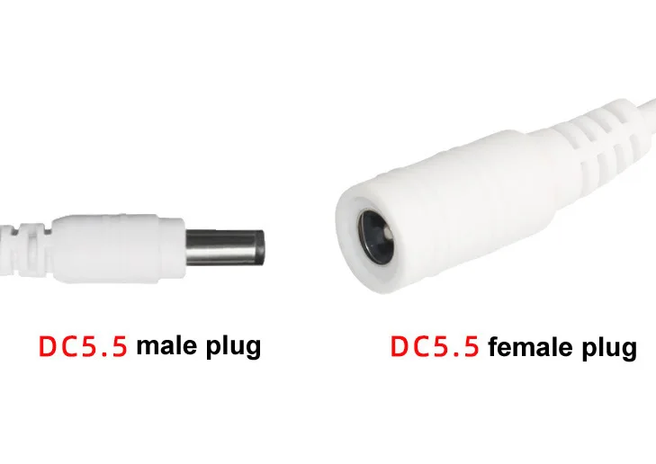 흰색 암 플러그 어댑터 전원 코드 모니터링 전자 장난감 전자 장치 인터페이스, DC5.5