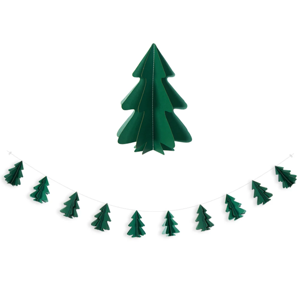 

3D Mini Christmas Tree Banner 2.4m Hanging Decorations Eco Friendly Indoor Outdoor Streamer Bunting