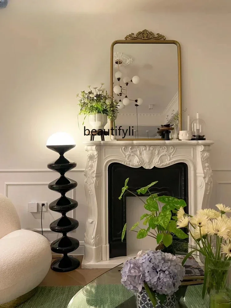 M178 A French Stone Fireplace Marble Fireplace American and European Style Curio Cabinet Stone Carving Fireplace