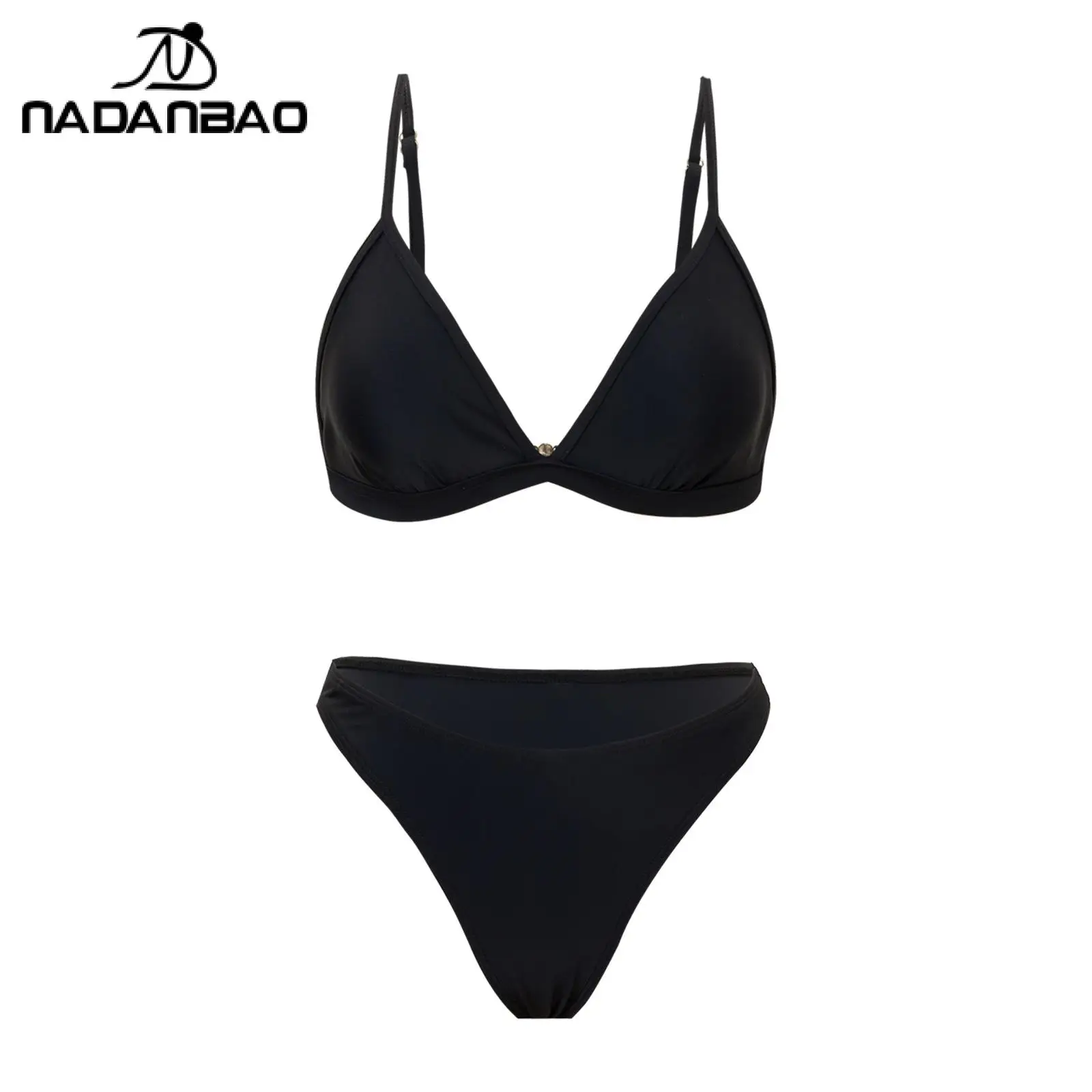 Nadanbao Costumi da bagno solidi 3 pezzi Bikini diviso Costume intero Set Costume da bagno avvolgente a vita alta Costumi da bagno Costume da bagno casual da spiaggia