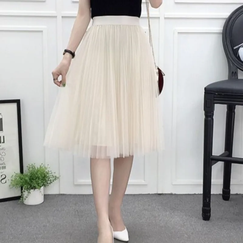 Skirts Women Cozy Vintage Pleated Faldas Spring Fall Popular High Waist Leisure Ins Solid All-match Harajuku Elegant Temperament