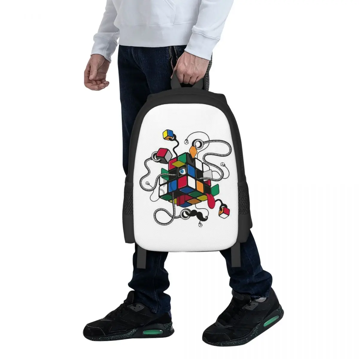 Rubix Rubiks Rubics Student Backpack School Bag Hiking Travel Daypack for Men Women Fashion Bookbag Shoulder Bags