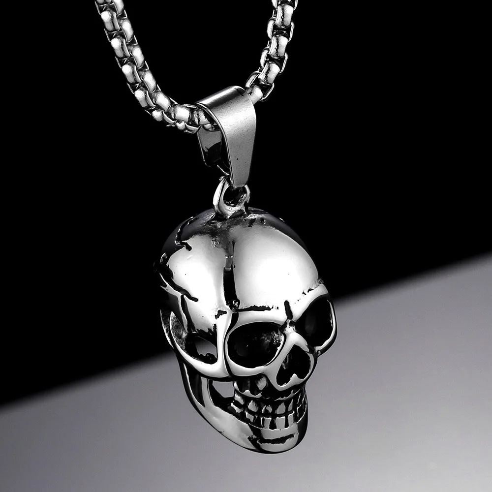 Skull Head Stainless Steel Men Necklaces Pendant Chain Vintage Punk Rock HipHop Cool Things For Women Jewelry Gifts Wholesale - Image 3
