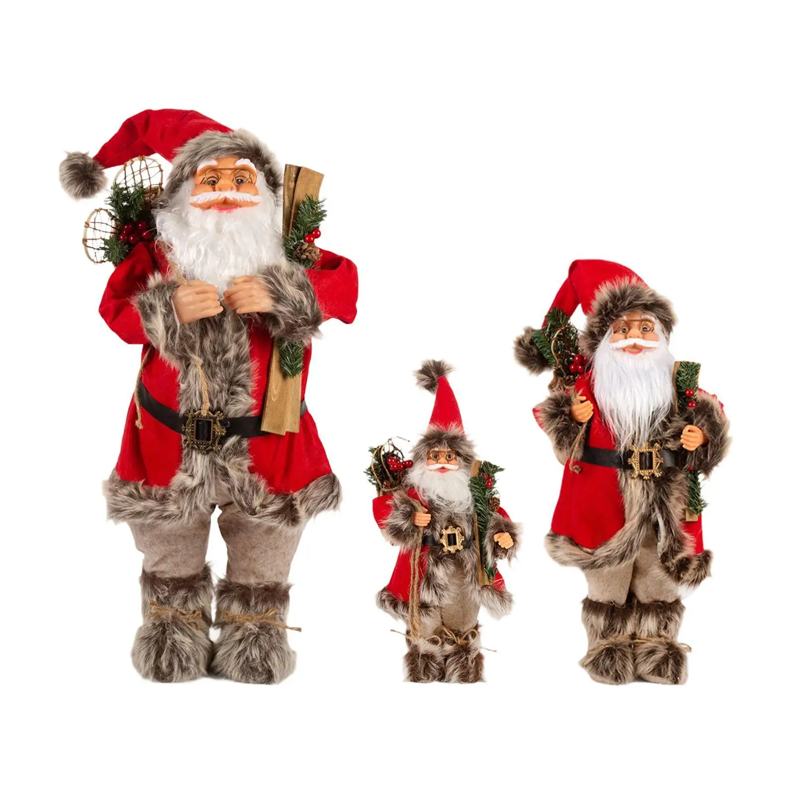 Standing Santa Claus Doll Table Centerpiece Sculpture Collectible Gift Statue Santa Figurine for Home Car Bedroom Mantle Indoor