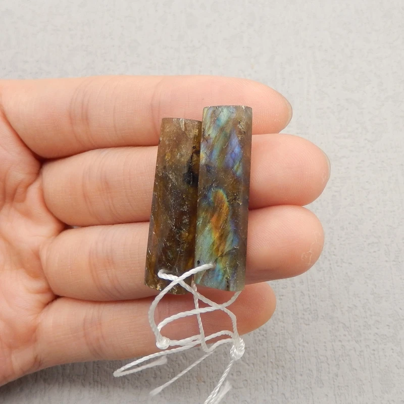 

Natural Labradorite Earring Beads Women's DIY Jewelry Making Accessories 32x9x3mm 5.6g
