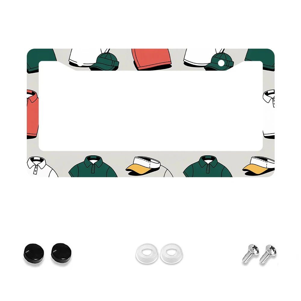 

1 шт. красочная рамка номерного знака с 2 отверстиями на тему гольфа, мультяшный узор, алюминиевый материал, 6x12 дюймов, с набором винтов, Fun Car De