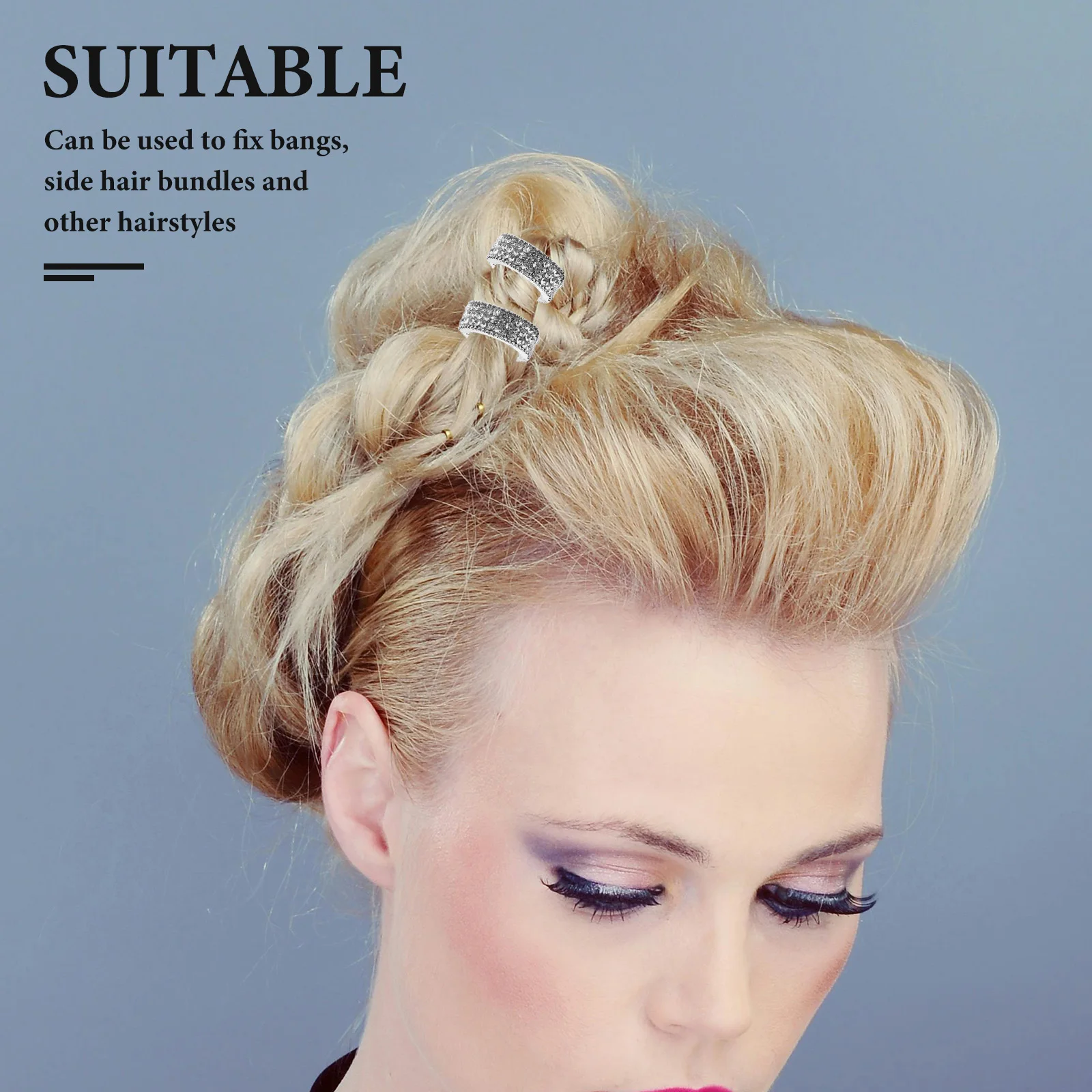 

4pcs Sparkling Rhinestone Hair Clips Metal Bobby Pins For Bangs Thick Hair Decorative Cuff Accessories Valentine’S Day Elegant