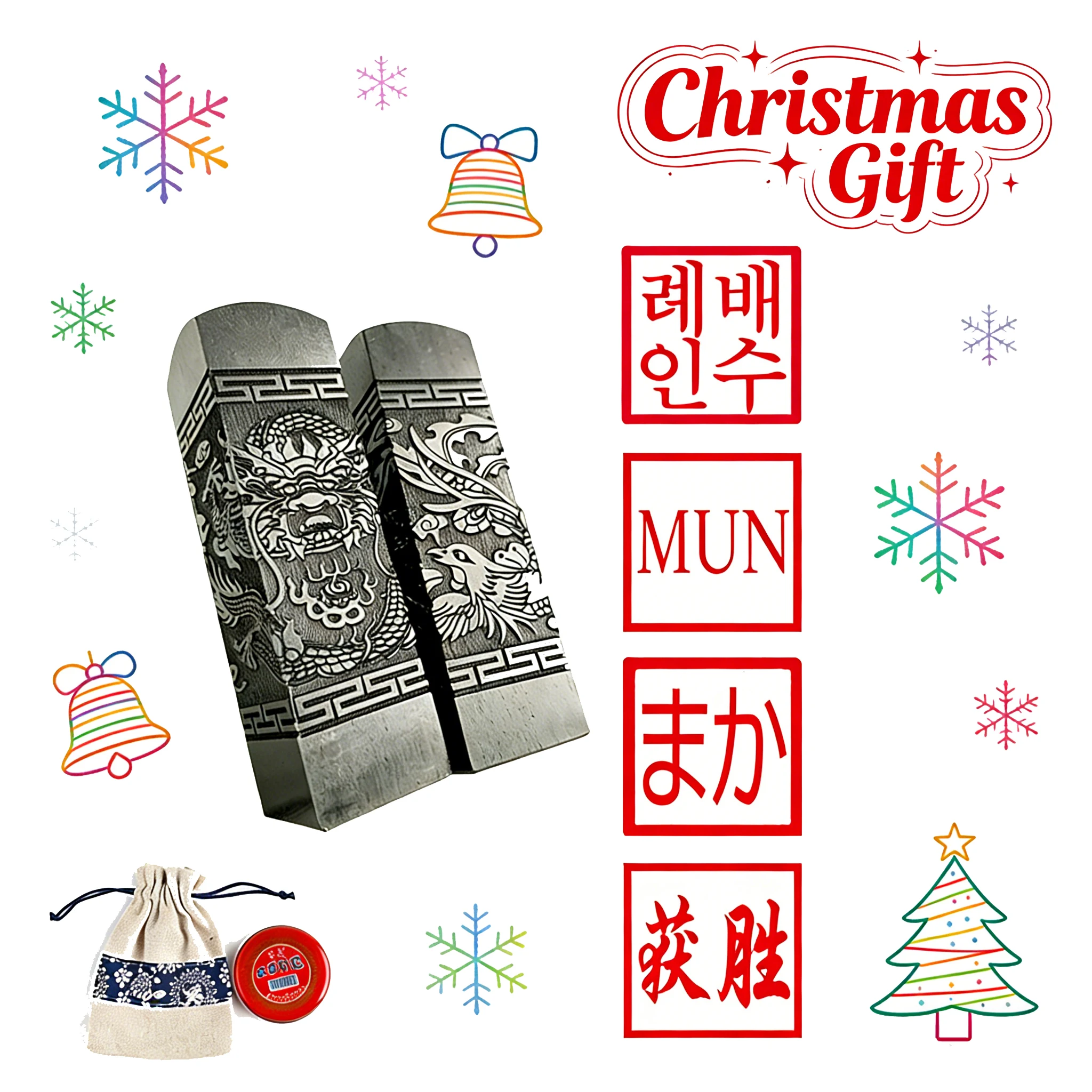 

Hanko Stamp Custom Japanese Stamp Solid Wood Korean Chinese Name Seal Dragon Phoenix Private Calligraphy Chop School Gift Case