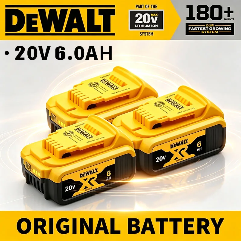 100% Original 20V 6.0Ah MAX Battery Power Tool Replacement For DeWalt DCB184 DCB181 DCB182 DCB200 20V 5A 6A 18Volt 20v Battery.