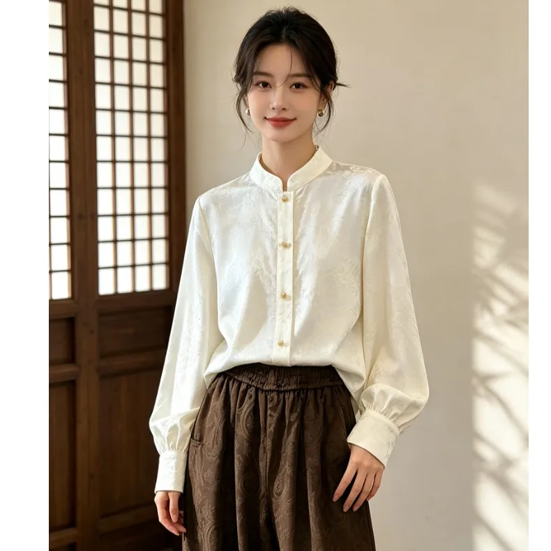 New Chinese Style Autumn Long Sleeve Heavy Embroidery Stand Collar Lady Open Cardigan Traditional National Fashion Top Women'...