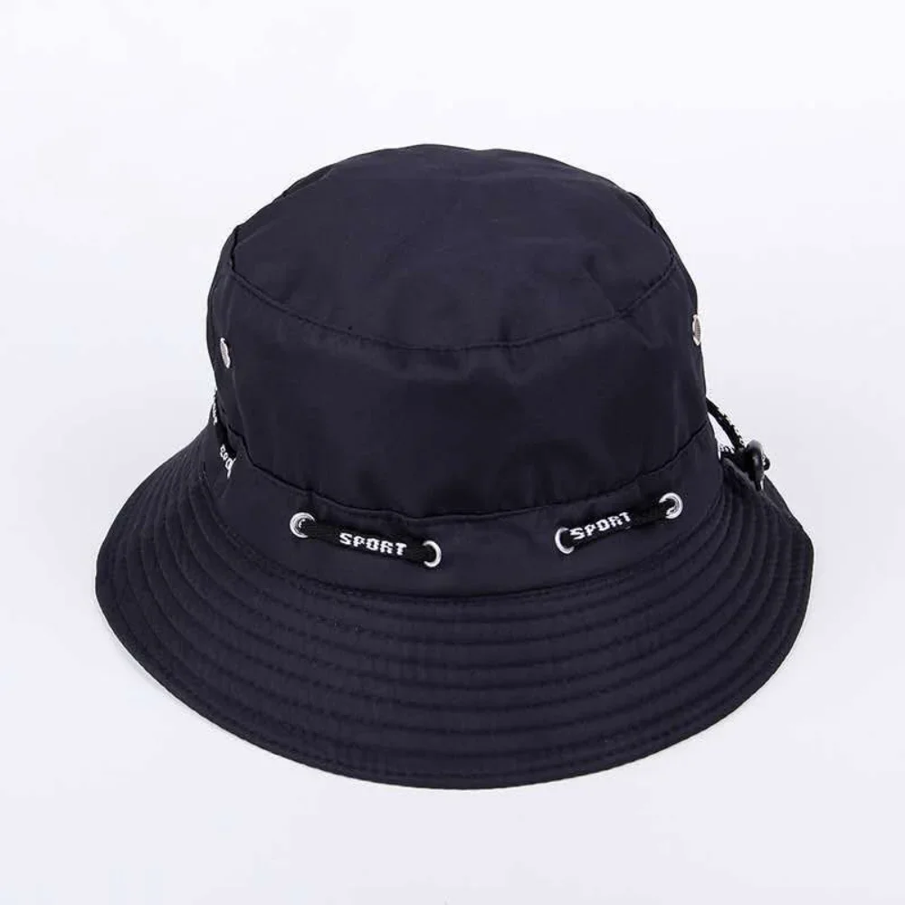 Solid Adjustable Bucket Hats Men Women Summer Foldable Sun Fisherman Hat with Rope Outdoor Sunscreen Panama Fishing Sun Caps