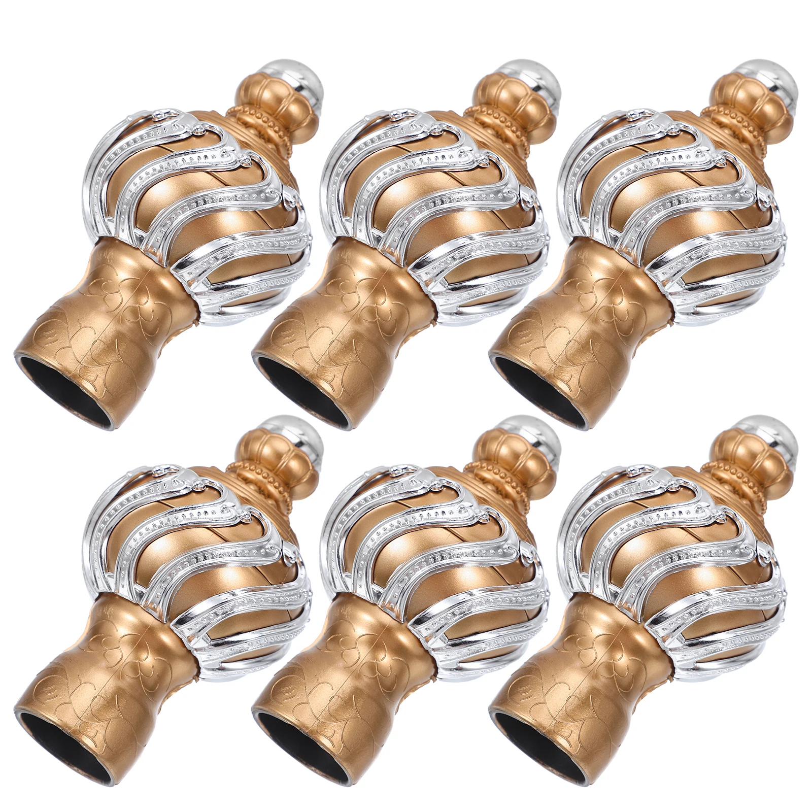 

6Pcs Curtain Rod Finials Decorative Ends Spiral Design for Modern Classic Interiors Protective Drape Rod Tips Hardware