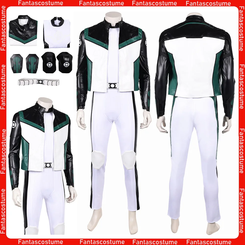 

Guy Cosplay Gardner Jumpsuit Costume Green Roleplay Disguise Lantern Men Bodysuit Coat Belt Wristband Outfits Halloween Carnival