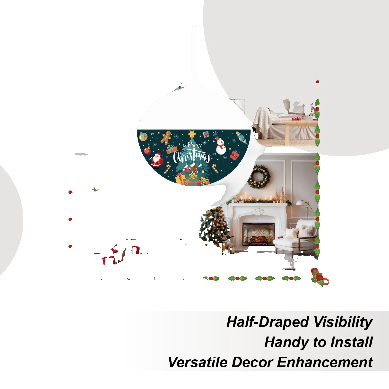 Christmas Party Banner Half Fan Shaped Festival Banner Decoration Waterproof Christmas Door Flag For Party Photo Classroom