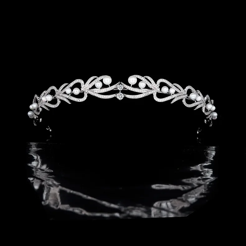 ByI Popular New Exquisite Everyday Light Luxury stereo Pearl Crown Tiara Jewelry Suitable for Wedding Bride Birthday Gift H-79