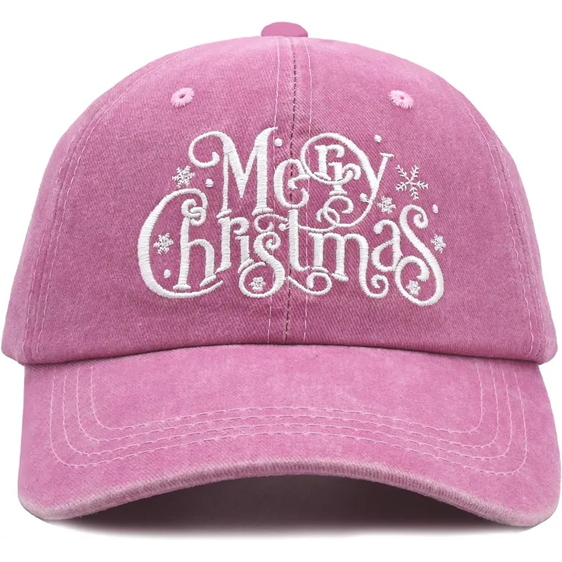 

Christmas Men's and Women's Sports Leisure Fashionable Classic Baseball Hat Retro Embroidered Pink