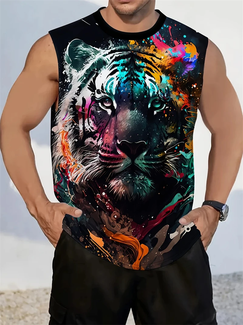 Men's Tank Top Sleeveless Shirt Patterned Duck O Neck Clothing 3D Print Everyday Sports Fitness Muscle Elements Gym Clothing Man image 5