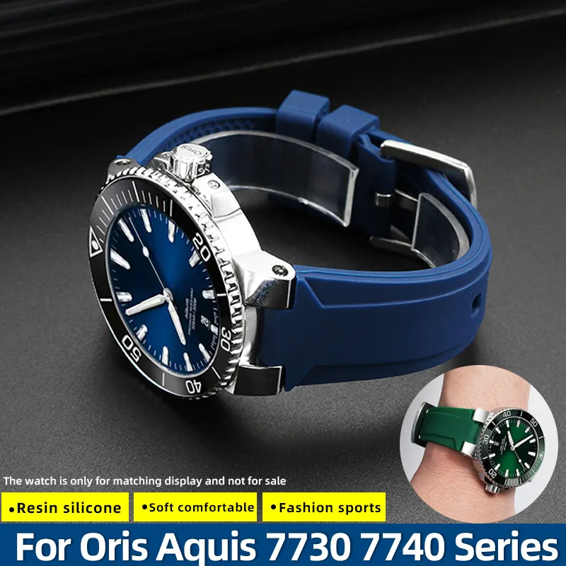 Correa de reloj de silicona de alta calidad para Oris Aquis 7330 7740 Series 22x11mm 24x11mm 24x12mm correa de reloj de goma con extremo convexo