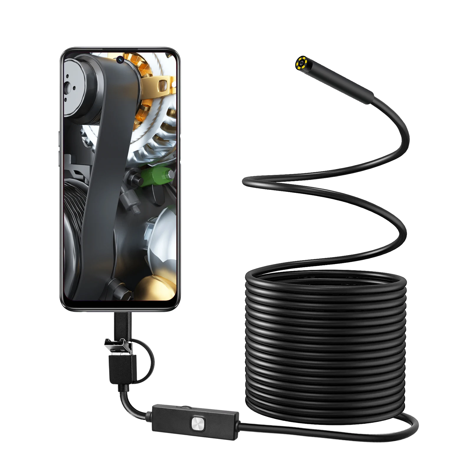 7MM 3in1 USB Endoscope Camera for Android &Computer Water-proof IP66 CMOS Borescope Inspection  Digital Microscope Otoscope
