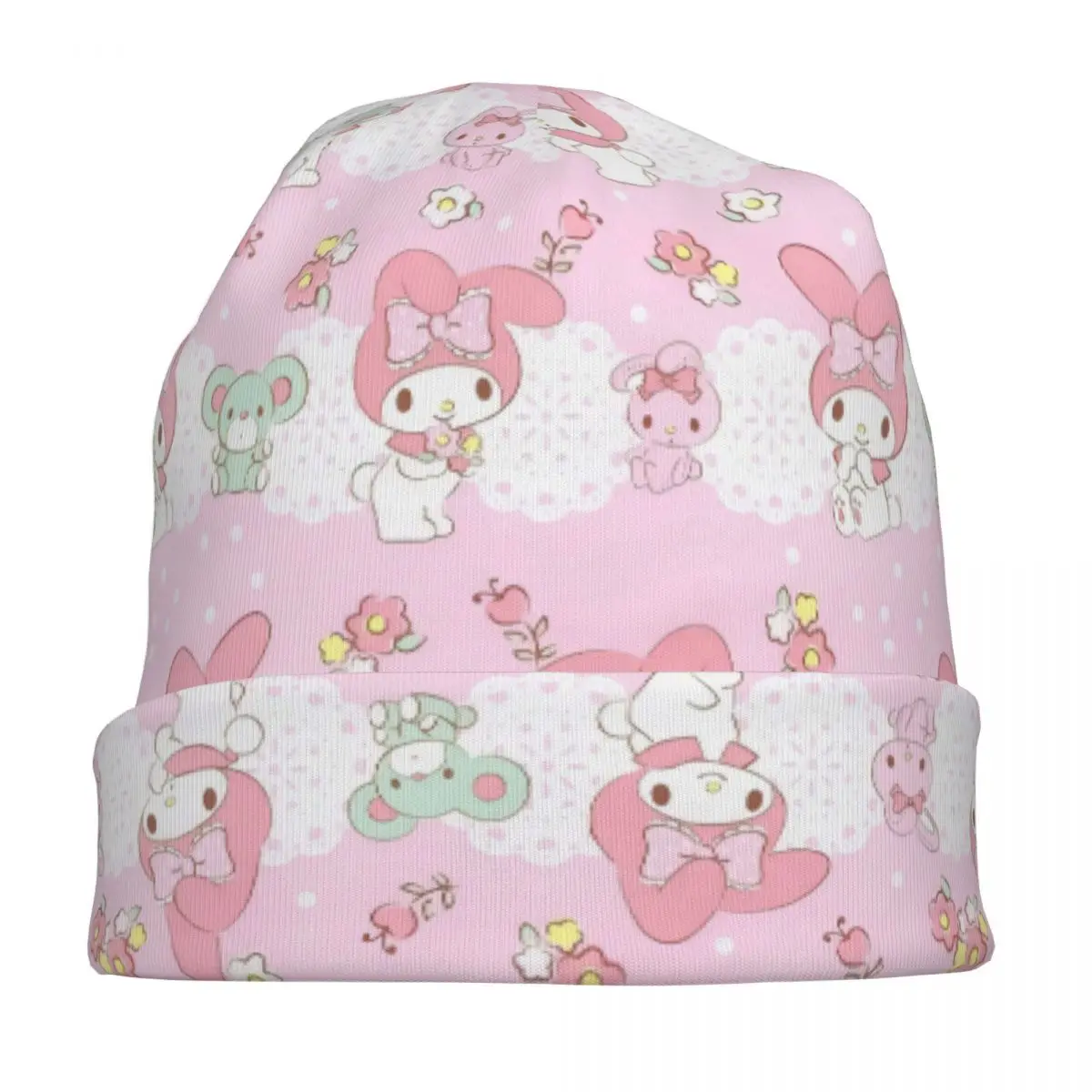 Kawaii My Melody Cartoon Skullies Beanies Hats Casual Men Women Street Caps Warm Dual-use Bonnet Hat
