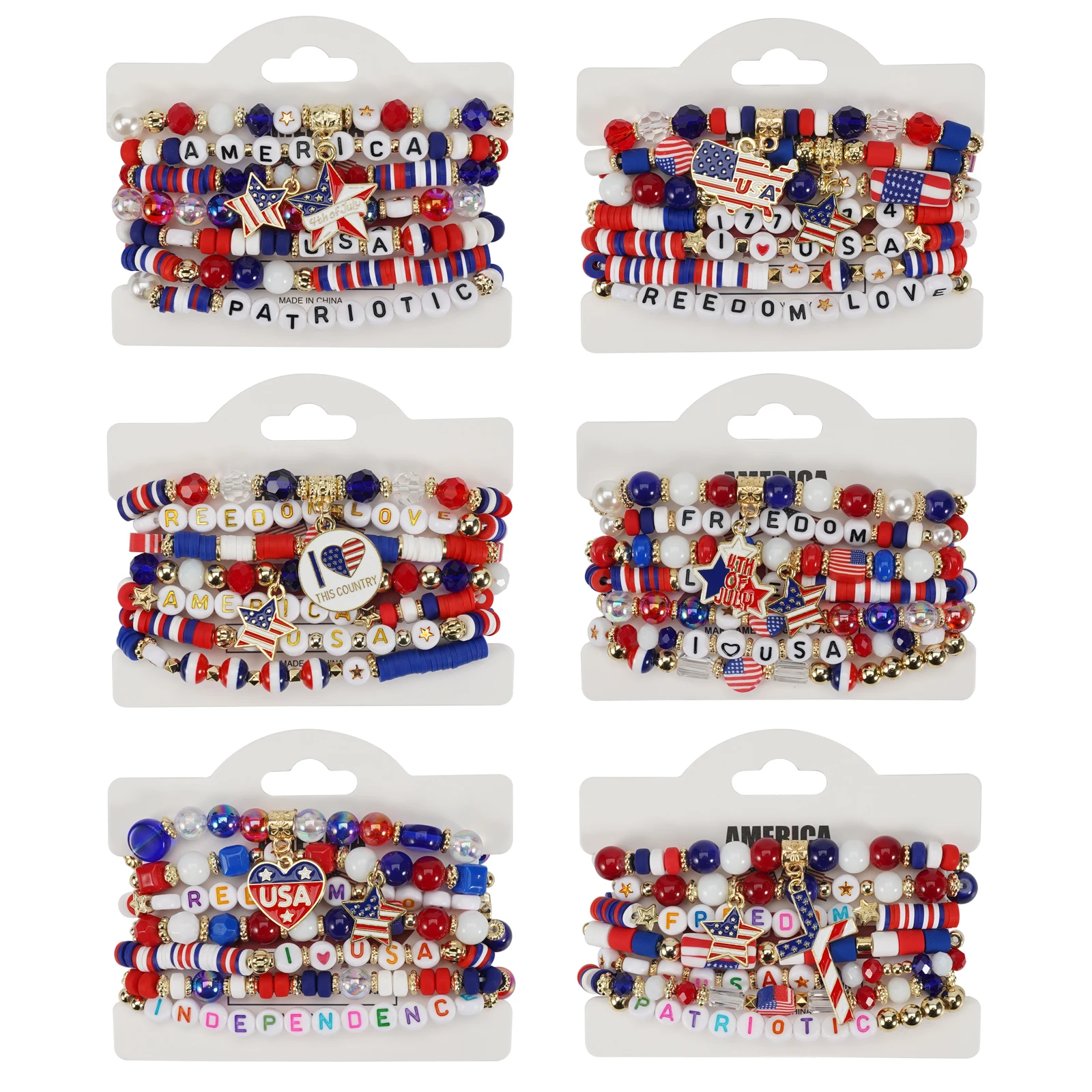 USA Independence Day Bracelet American Flag Theme Jewelry fo